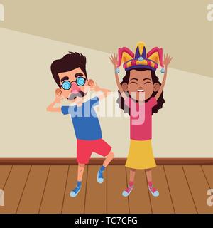 young kids avatar carton character Stock Vector