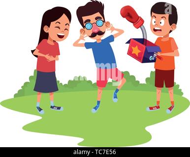 young kids avatar carton character Stock Vector