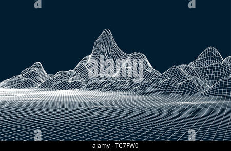 Abstract three-dimensional digital terrain of big data concept, graphics with artificial intelligence concept Stock Photo