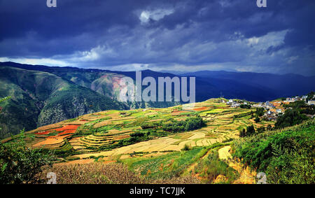 The unique landscape,red land.Dongchuan in yunnan province in China Stock Photo