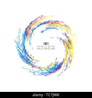 Spiral abstract pattern background composed of colored particle dots Stock Photo