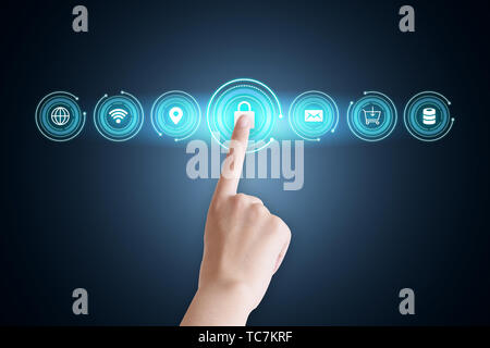 Data Protection, Cyber Security Privacy, Internet Technology Concept Creative Diagram Stock Photo
