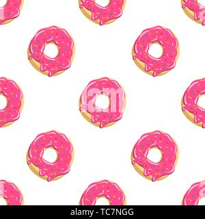 Color donut seamless pattern Glazed donuts background Vector illustration Stock Vector