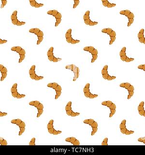 croissant seamless pattern consisting color hand drawing style on white background for cafe Vector Illustration Stock Vector