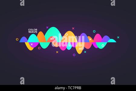 Sound wave gradient. Colorful digital equalizer. Personal assistant template. Abstract dynamic line. Audio technology. Modern music concept Stock Vector