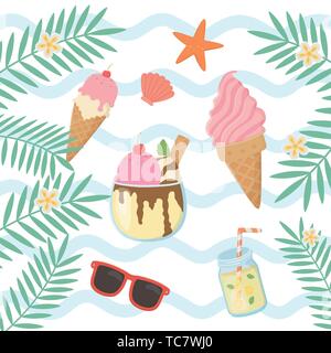 summer holiday poster set icons vector illustration design Stock Vector