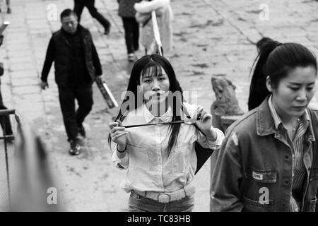 Nanyue Temple burning incense Stock Photo