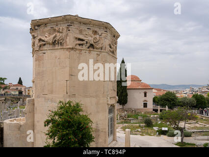 Tower of Winds in the Roman Forum in Athens Greece Stock Photo