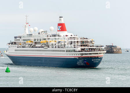 Portsmouth Harbour, Hampshire, UK, 5 June 2019, D-Day 75 National Commemorative Event as the ship MV Boudicca carries veterans to the French beaches. Stock Photo