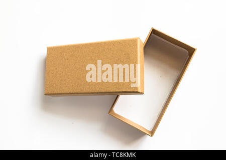 Brown box against white background Stock Photo