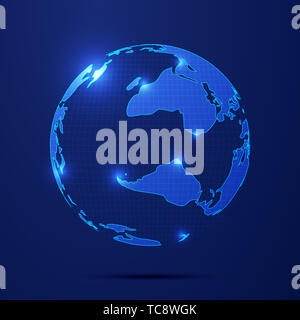 Dark blue technology earth, globalization, internationalization, science and technology concept abstract graphics Stock Photo