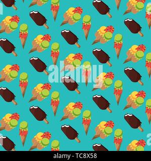 Ice creams and popsicle background pattern Stock Vector