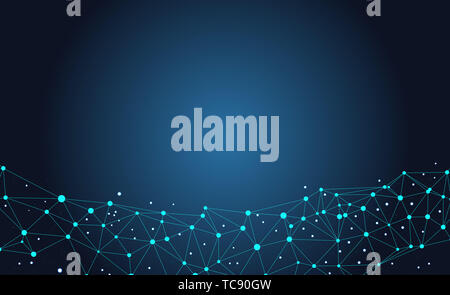 Interconnected dot wire material with a sense of technology. Big data concept background. Stock Photo