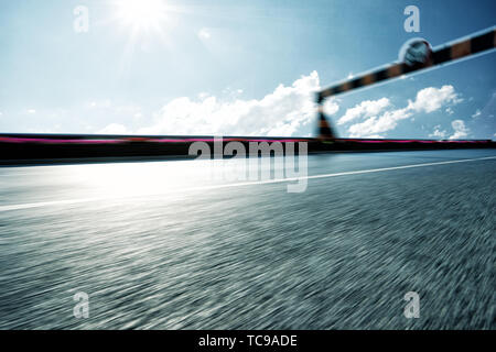Empty asphalt road in blue cloudsky Stock Photo