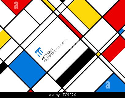 Abstract geometric colorful pattern for continuous replicate with lines on white background. Vector illustration Stock Vector