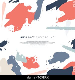 Abstract shapes art brush splash pattern pastels color on white background. Vector illustration Stock Vector