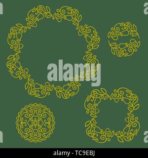 Floral Frame and Logo Set. Stock Vector