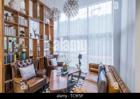 Design of interior design space of model room in modern living room Stock Photo
