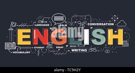 Design Concept Of Word ENGLISH Website Banner. Stock Vector