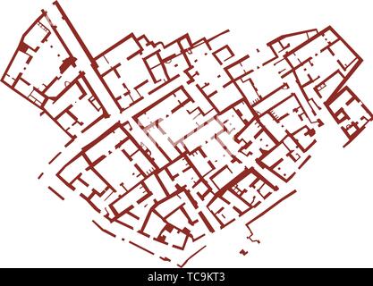 Ancien roman road maps. Single and flat lines. Stock Vector