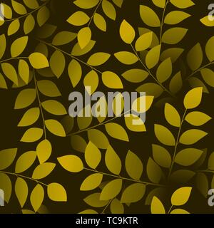 Vector illustration. Seamless golden branch texture over dark background. Stock Vector