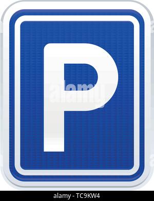 Vector illustration. Parking traffic signal in shiny style, with reflects. Stock Vector