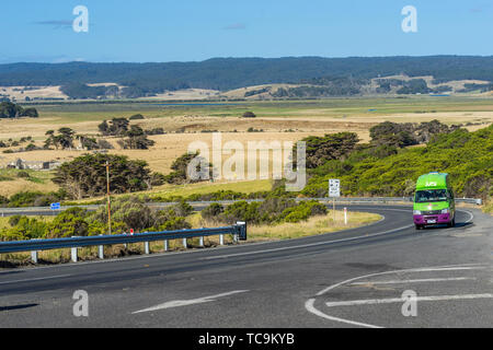 Melbourne, Victoria, Australia - Van driving along the Great Ocean Road Stock Photo