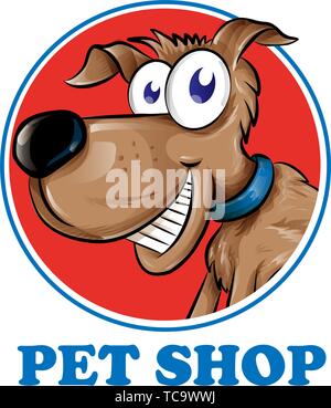 Dog pet shop mascot logo isolated on white background Stock Vector