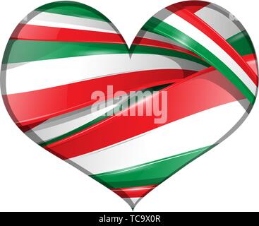 Italian and mexican background heart flag Stock Vector