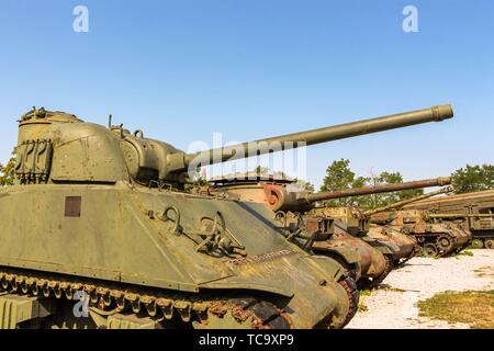 The Museum of Army Collections from the Croatian Homeland War at Karlovac displaying Croatian M4A3E4 Sherman tanks used in the war of independence