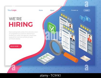 Online Isometric Employment and Hiring Concept Stock Vector