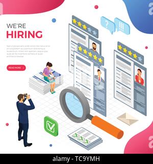 Online Isometric Employment and Hiring Concept Stock Vector
