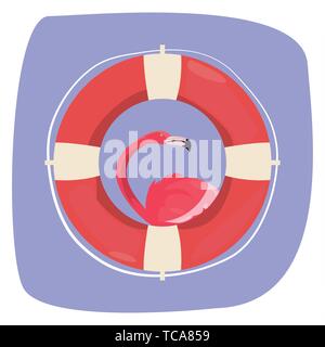 summer time holiday flamingo lifebuoy vector illustration Stock Vector ...