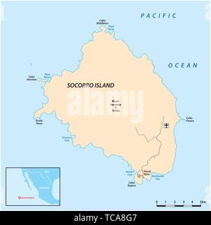 Map of the mexican pacific island Socorro Stock Vector