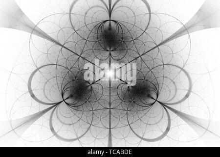 Black and white inverted hypertile circles fractal effect, dark matter and energy Stock Photo