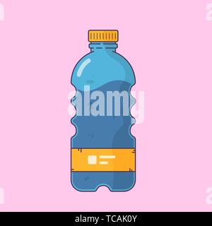 World environment day, Beat Plastic Pollution Day. Isolated plastic bottle with water, empty used bottle illustration. Stock Vector