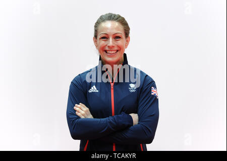 Sally Conway during the kitting out session for the 2019 Minsk European Games at the Birmingham NEC. Stock Photo