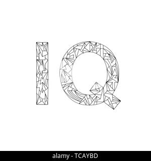 IQ hand drawn coloring book. Intelligence quotient abbreviation vector design. Stock Vector