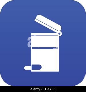 Steel trashcan icon digital blue Stock Vector