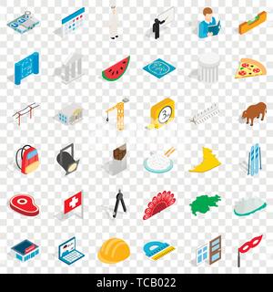 Spotlight icons set, isometric style Stock Vector