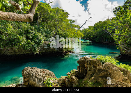 The Blue Lagoon, Port Vila, Efate, Vanuatu - famous tourist destination Stock Photo