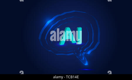 Abstract Brain, AI, Artificial Intelligence Concept Creative Illustration Stock Photo