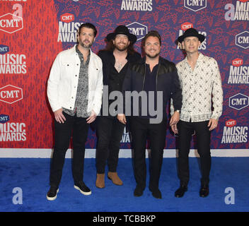 June 5, 2019 - Nashville, TN, U.S. - 05 June 2019 - Nashville, Tennessee - James Young, Mike Eli, Chris Thompson, Jon Jones, Eli Young Band. 2019 CMT Music Awards held at Bridgestone Arena. Photo Credit: Dara-Michelle Farr/AdMedia (Credit Image: © Dara-Michelle Farr/AdMedia via ZUMA Wire) Stock Photo