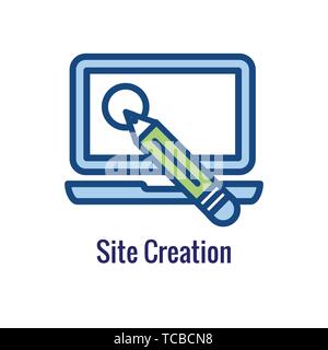 Website Update Icon - with thin line outline imagery Stock Vector