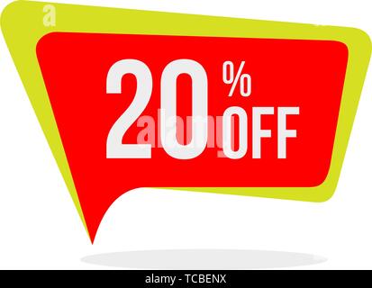 Modern Style Sale Discount Tags Vector 20% Off Promotion Badges Template. Flat Label Designs. Stock Vector