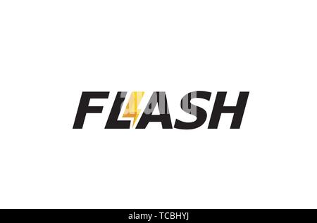 Creative Letter Flash Text Symbol Logo Vector Design Illustration Stock Vector
