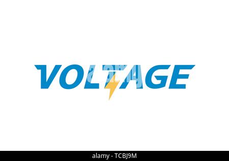 Creative Blue Letter Voltage Text Logo Vector Symbol Design Illustration Stock Vector