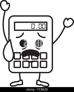 cute calculator math kawaii character Stock Vector