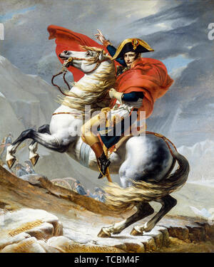 Jacques Louis David, Napoleon Crossing the Alps, (Versailles), equestrian portrait, 1801 Stock Photo