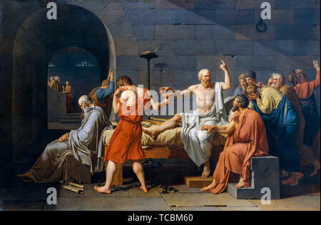 Jacques Louis David, The Death of Socrates, painting, 1787 Stock Photo